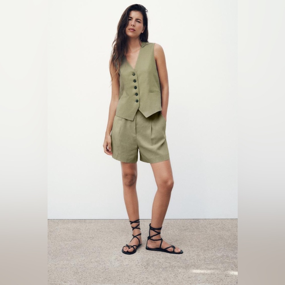 High Waist Olive Green Women's Shorts